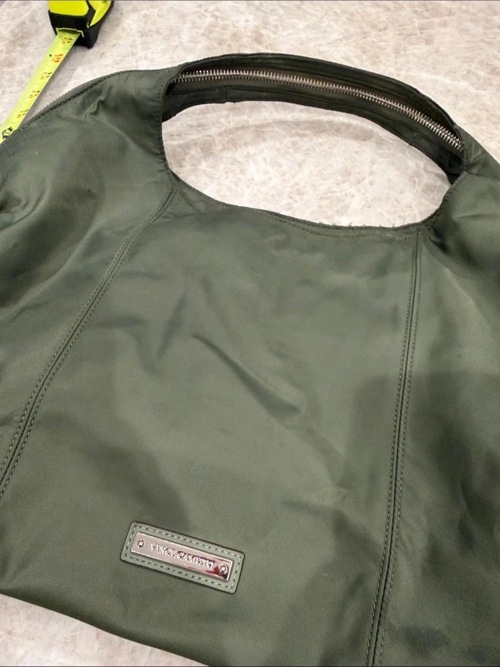 Vince Camuto Olive Green Nylon Hobo Bag